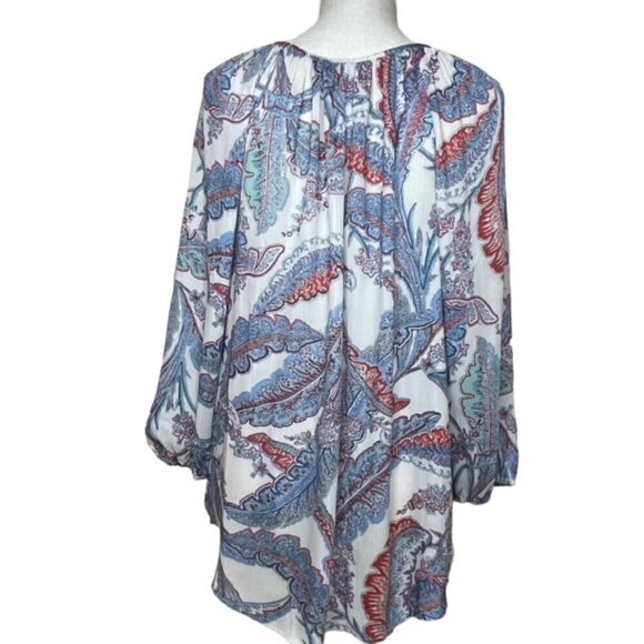 CHAPS Cotton Raglan Peasant Top - Size Large - Picture 2 of 5